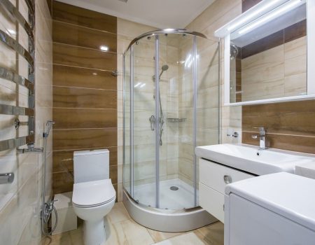 Interior photography, modern bathroom with shower